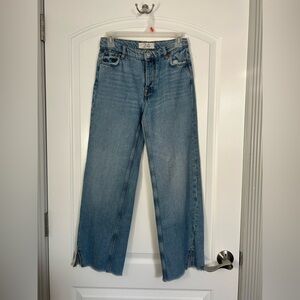 FREE PEOPLE Wide Leg Jeans Frayed Hem Jeans size 24